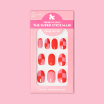 Pink Checker Party | Short | Round - Tab Press-On